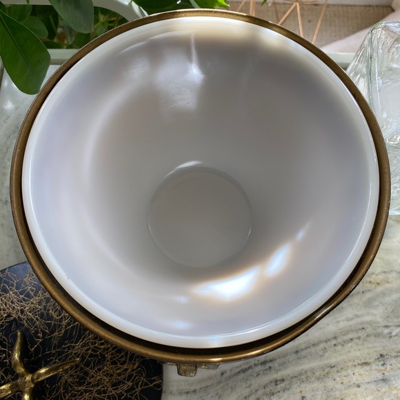 Mid Century 50’s Ice Bucket Black with Gold Threads Design Gold Handles - Picture 7 of 8